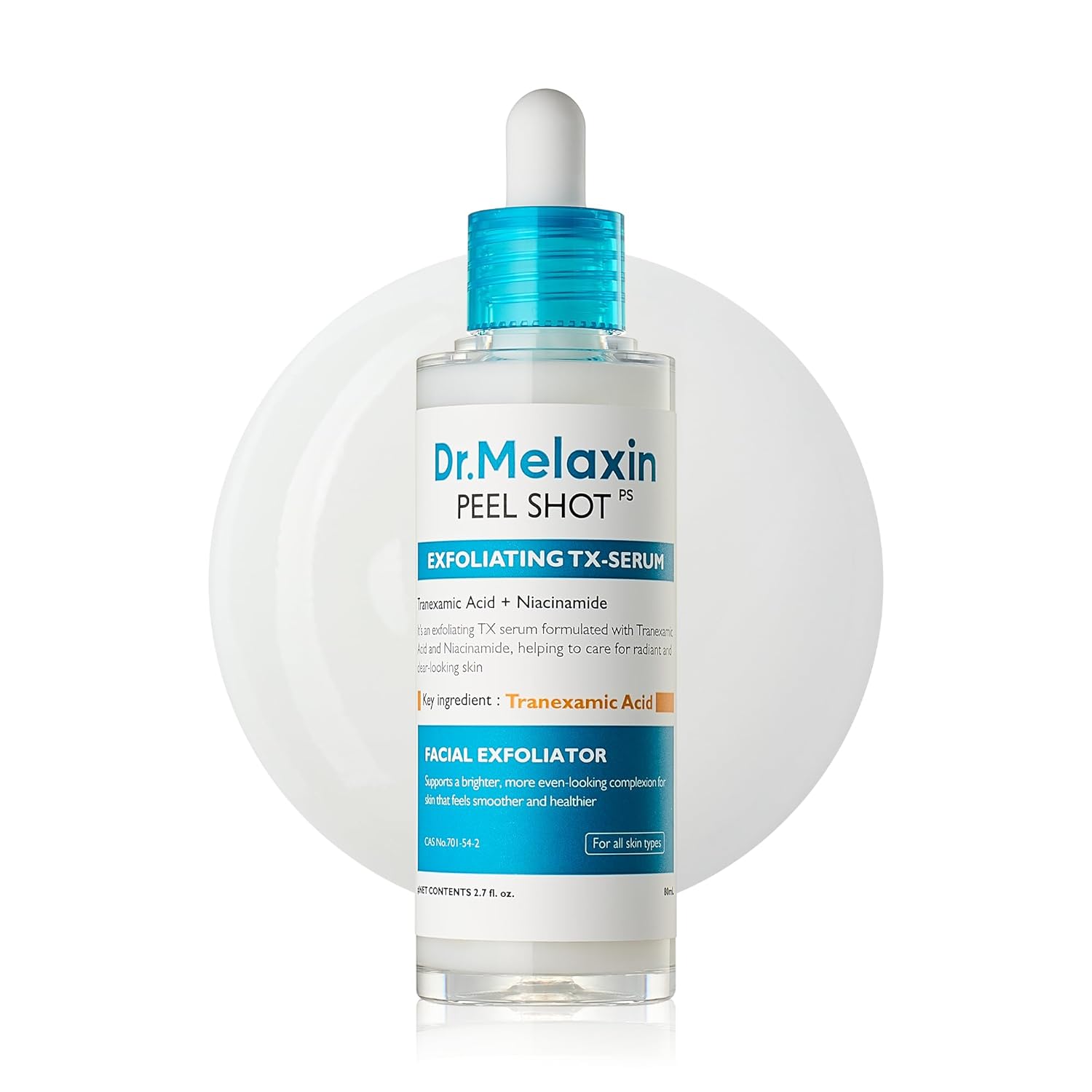 Dr.Melaxin Peel Shot Exfoliating Black Rice Ampoule 2.7 fl.oz - Rice Water AHA BHA Niacinamide Serum for Dead Skin Cells, Blackheads and Pores, Glass Skin Glow, Korean Skin Care Exfoliant
