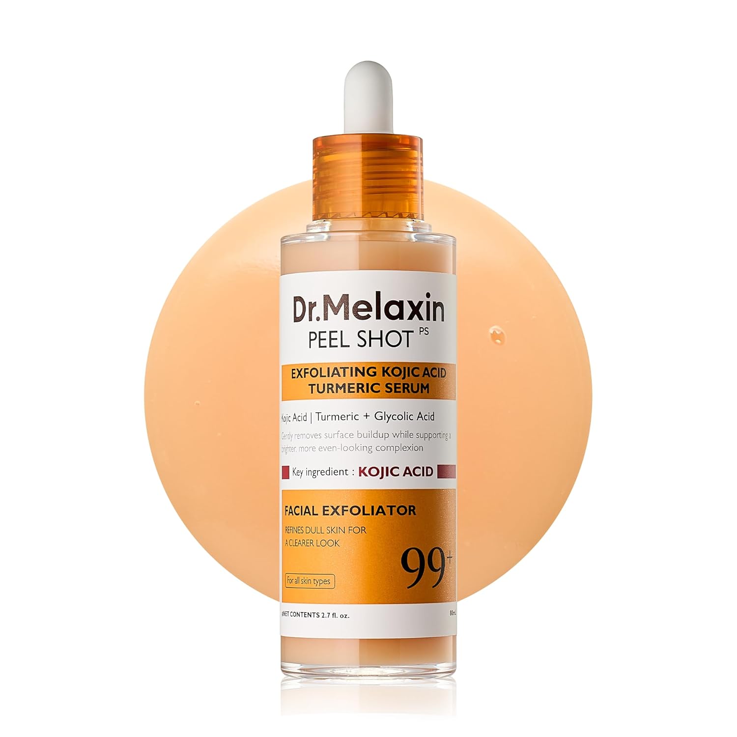 Dr.Melaxin Peel Shot Exfoliating Black Rice Ampoule 2.7 fl.oz - Rice Water AHA BHA Niacinamide Serum for Dead Skin Cells, Blackheads and Pores, Glass Skin Glow, Korean Skin Care Exfoliant